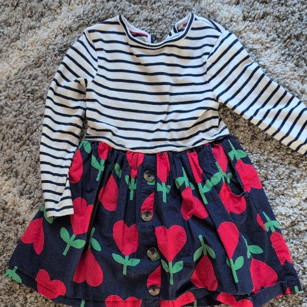 Striped Top with Red Heart Skirt Dress